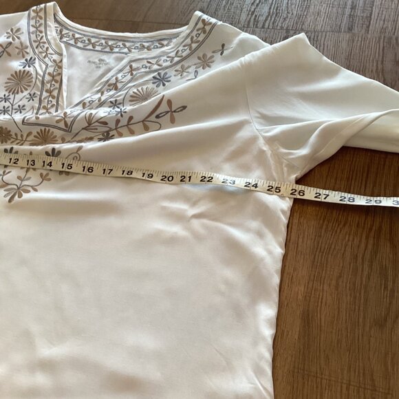 Princess Cruise Embrioderd V- Neck Quarter Sleeve Woman’s White Tunic Size XXL - Picture 4 of 8